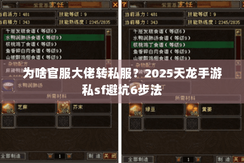 为啥官服大佬转私服?2025天龙手游私sf避坑6步法 为啥官服大佬转私服?2025天龙手游私sf避坑6步法