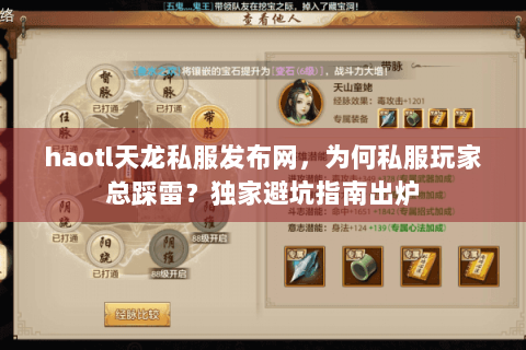 haotl天龙私服发布网，为何私服玩家总踩雷？独家避坑指南出炉