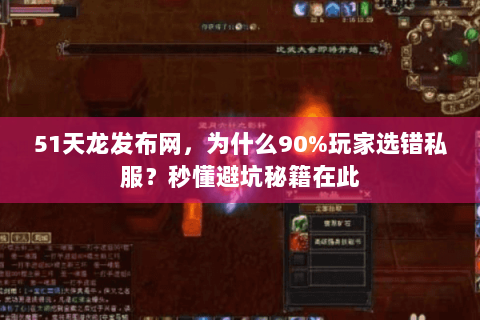 51天龙发布网,为什么90%玩家选错私服?秒懂避坑秘籍在此 51天龙发布网,为什么90%玩家选错私服?秒懂避坑秘籍在此