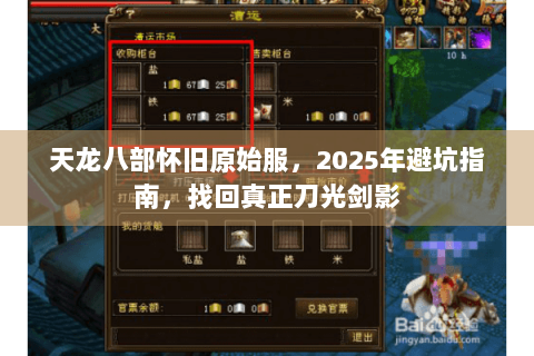 天龙八部怀旧原始服，2025年避坑指南，找回真正刀光剑影