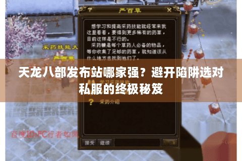 天龙八部发布站哪家强？避开陷阱选对私服的终极秘笈