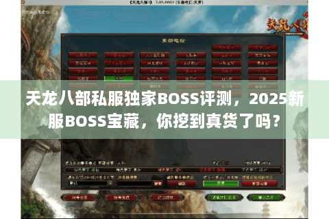 天龙八部私服独家BOSS评测，2025新服BOSS宝藏，你挖到真货了吗？