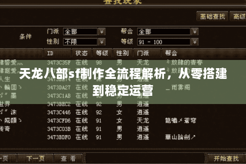 天龙八部sf制作全流程解析,从零搭建到稳定运营 天龙八部sf制作全流程解析,从零搭建到稳定运营