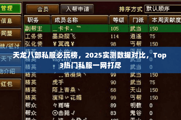 天龙八部私服必玩榜，2025实测数据对比，Top 3热门私服一网打尽