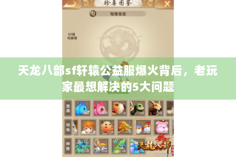天龙八部sf轩辕公益服爆火背后，老玩家最想解决的5大问题