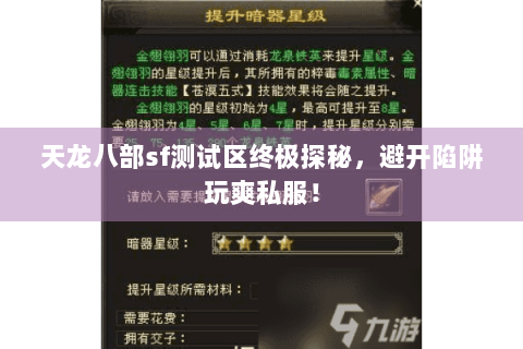 天龙八部sf测试区终极探秘，避开陷阱玩爽私服！
