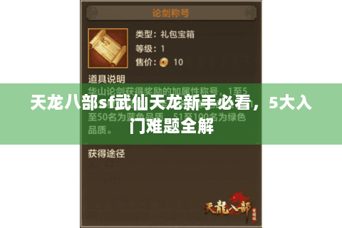 天龙八部sf武仙天龙新手必看,5大入门难题全解 天龙八部sf武仙天龙新手必看,5大入门难题全解