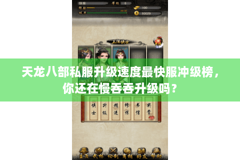 天龙八部私服升级速度最快服冲级榜，你还在慢吞吞升级吗？