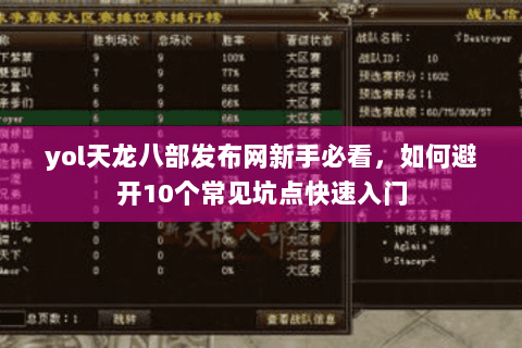 yol天龙八部发布网新手必看,如何避开10个常见坑点快速入门 yol天龙八部发布网新手必看,如何避开10个常见坑点快速入门