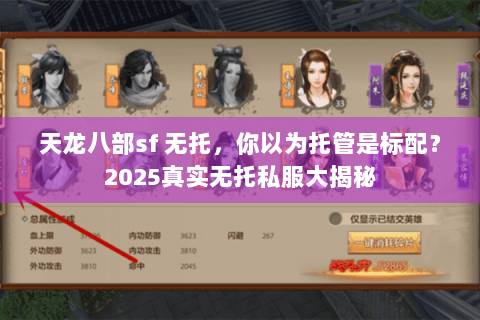 天龙八部sf 无托，你以为托管是标配？2025真实无托私服大揭秘