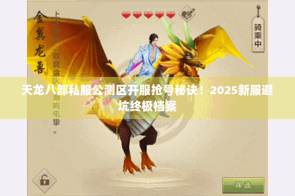 天龙八部私服公测区开服抢号秘诀！2025新服避坑终极档案
