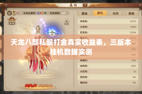 天龙八部私服打金真实收益表，三版本挂机数据实测