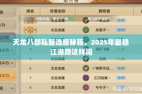 天龙八部私服选服秘籍，2025年最稳江湖路这样闯
