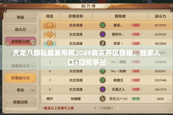 天龙八部私服发布网2025真实开区情报,独家入口+防坑手册 天龙八部私服发布网2025真实开区情报,独家入口+防坑手册