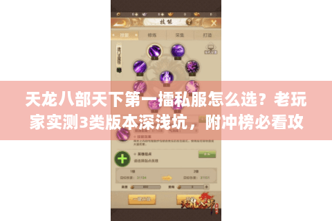 天龙八部天下第一擂私服怎么选？老玩家实测3类版本深浅坑，附冲榜必看攻略