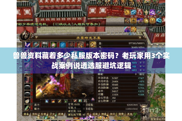 兽兽资料藏着多少私服版本密码？老玩家用3个实战案例说透选服避坑逻辑