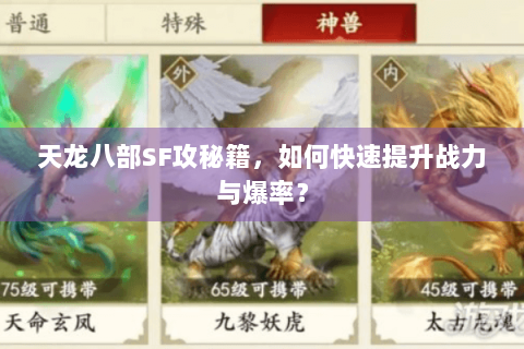 天龙八部SF攻秘籍,如何快速提升战力与爆率? 天龙八部SF攻秘籍,如何快速提升战力与爆率?