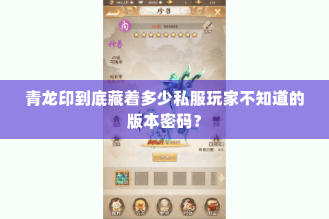 青龙印到底藏着多少私服玩家不知道的版本密码? 青龙印到底藏着多少私服玩家不知道的版本密码?