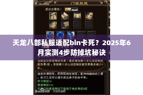 天龙八部私服适配bin卡死？2025年6月实测4步防掉坑秘诀