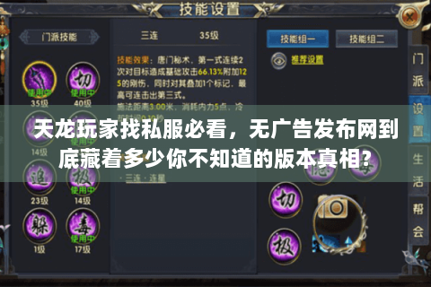 天龙玩家找私服必看，无广告发布网到底藏着多少你不知道的版本真相？