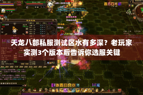 天龙八部私服测试区水有多深？老玩家实测3个版本后告诉你选服关键