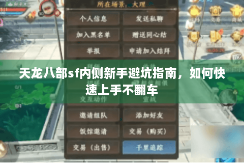 天龙八部sf内侧新手避坑指南，如何快速上手不翻车