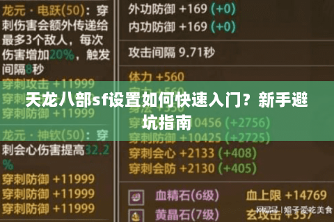 天龙八部sf设置如何快速入门？新手避坑指南