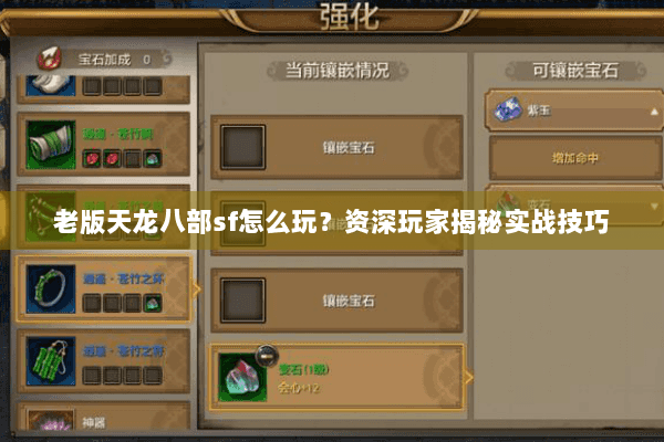 老版天龙八部sf怎么玩？资深玩家揭秘实战技巧