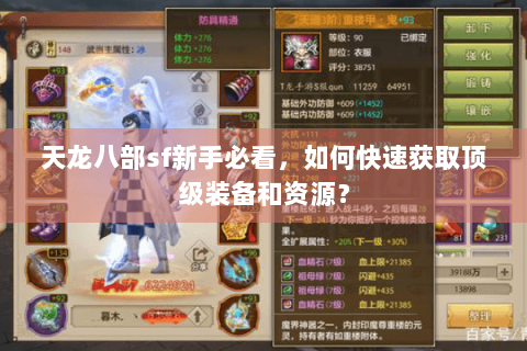 天龙八部sf新手必看，如何快速获取顶级装备和资源？