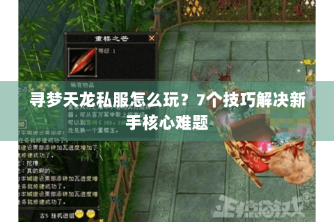 寻梦天龙私服怎么玩?7个技巧解决新手核心难题 寻梦天龙私服怎么玩?7个技巧解决新手核心难题