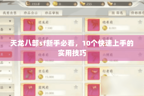 天龙八部sf新手必看,10个快速上手的实用技巧 天龙八部sf新手必看,10个快速上手的实用技巧