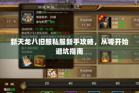 新天龙八旧服私服新手攻略，从零开始避坑指南