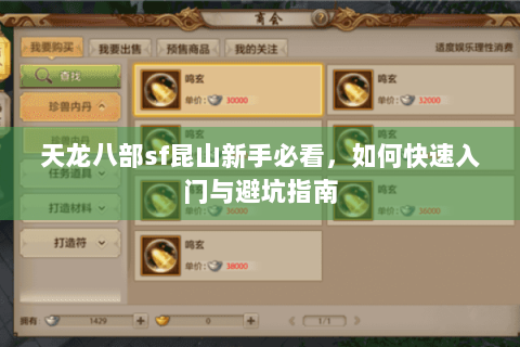 天龙八部sf昆山新手必看，如何快速入门与避坑指南