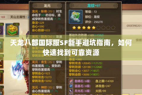 天龙八部国际服SF新手避坑指南，如何快速找到可靠资源