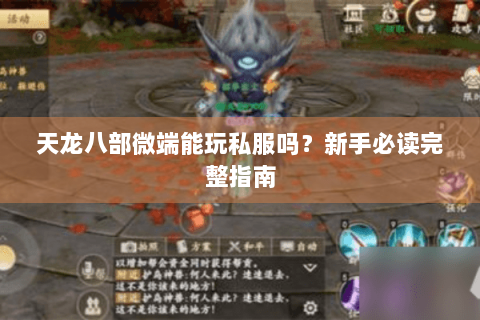 天龙八部微端能玩私服吗？新手必读完整指南