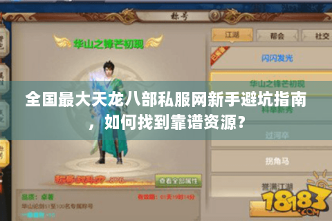 全国最大天龙八部私服网新手避坑指南，如何找到靠谱资源？