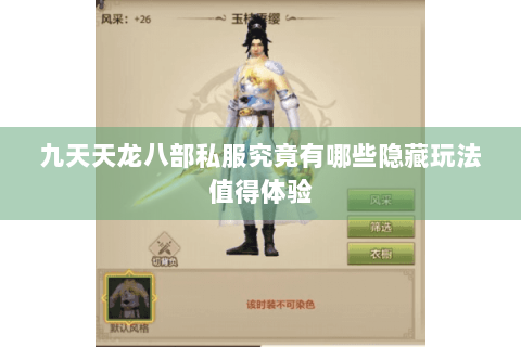 九天天龙八部私服究竟有哪些隐藏玩法值得体验