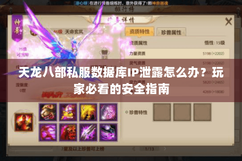 天龙八部私服数据库IP泄露怎么办？玩家必看的安全指南