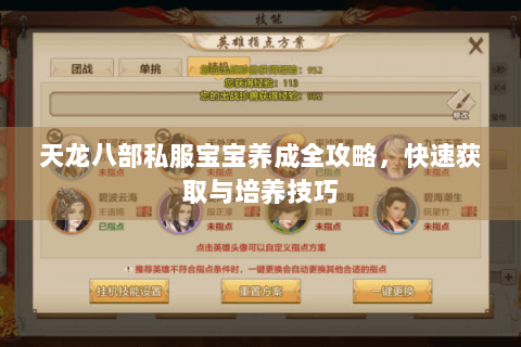 天龙八部私服宝宝养成全攻略，快速获取与培养技巧