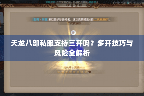 天龙八部私服支持三开吗?多开技巧与风险全解析 天龙八部私服支持三开吗?多开技巧与风险全解析