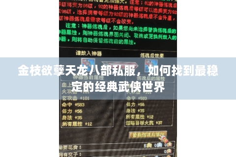 金枝欲孽天龙八部私服，如何找到最稳定的经典武侠世界