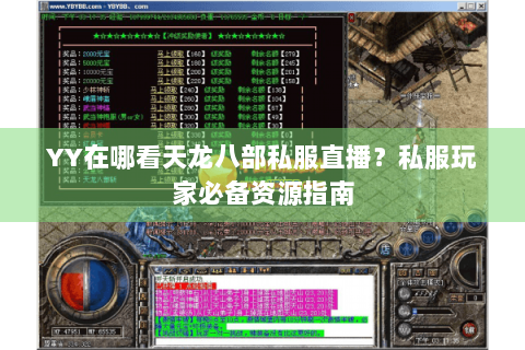 YY在哪看天龙八部私服直播?私服玩家必备资源指南 YY在哪看天龙八部私服直播?私服玩家必备资源指南