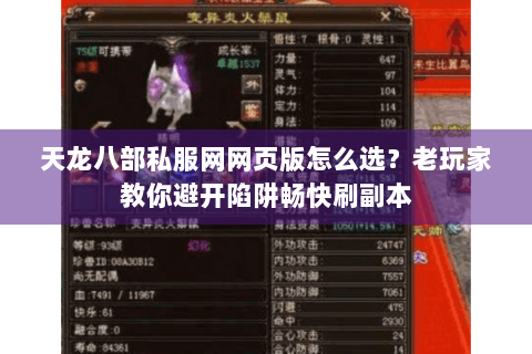 天龙八部私服网网页版怎么选？老玩家教你避开陷阱畅快刷副本