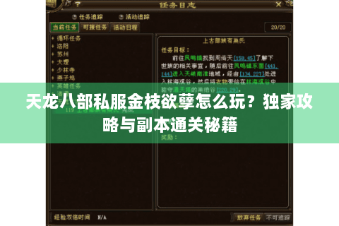 天龙八部私服金枝欲孽怎么玩?独家攻略与副本通关秘籍 天龙八部私服金枝欲孽怎么玩?独家攻略与副本通关秘籍