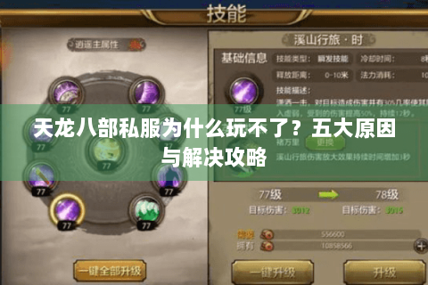 天龙八部私服为什么玩不了？五大原因与解决攻略