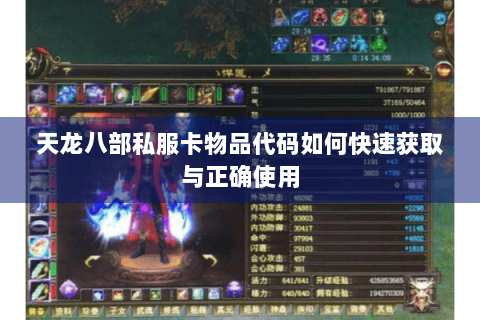 天龙八部私服卡物品代码如何快速获取与正确使用