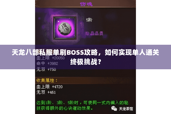 天龙八部私服单刷BOSS攻略，如何实现单人通关终极挑战？