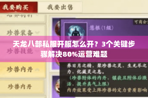 天龙八部私服开服怎么开？3个关键步骤解决80%运营难题