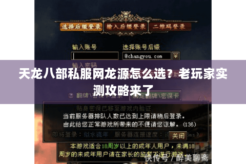 天龙八部私服网龙源怎么选？老玩家实测攻略来了