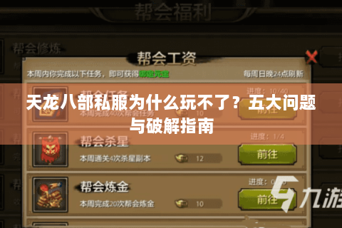 天龙八部私服为什么玩不了？五大问题与破解指南